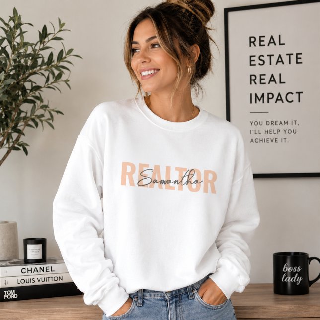 Sudadera de Agente Inmobiliario | Suéter de Agente (Personalized realtor sweatshirt with custom name detail for gifting, open houses & client meetings.)