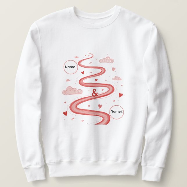 Sudadera de amor con nombres de pareja personaliza (Anverso del diseño)