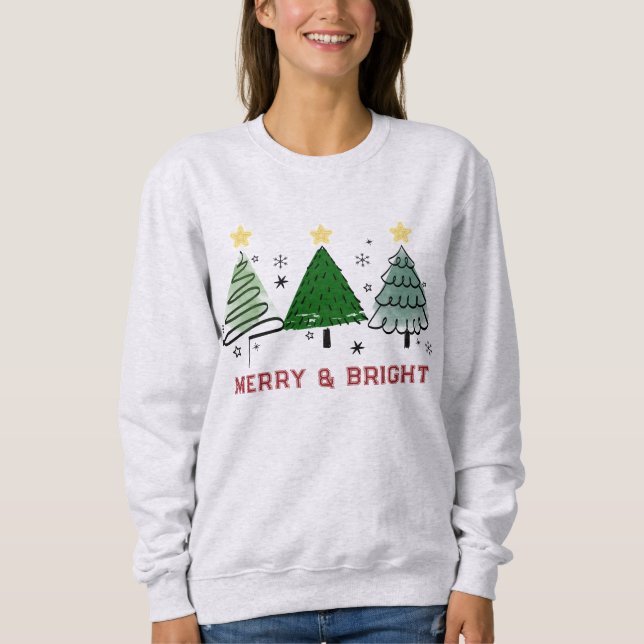 Sudadera de árbol de Navidad brillante y dulce (Anverso)