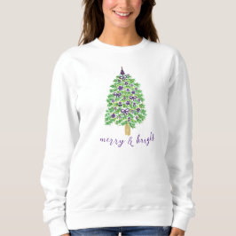 Sudadera de árbol de navidad morado y brillante