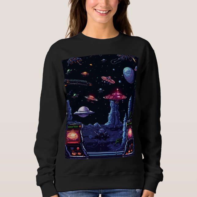 Sudadera de arcade de invasión alienígena - Arte r (Anverso)