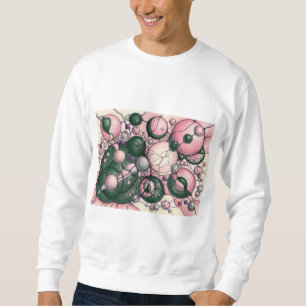 Sudadera de Arte Neurográfico Rosa Verde Abstracto