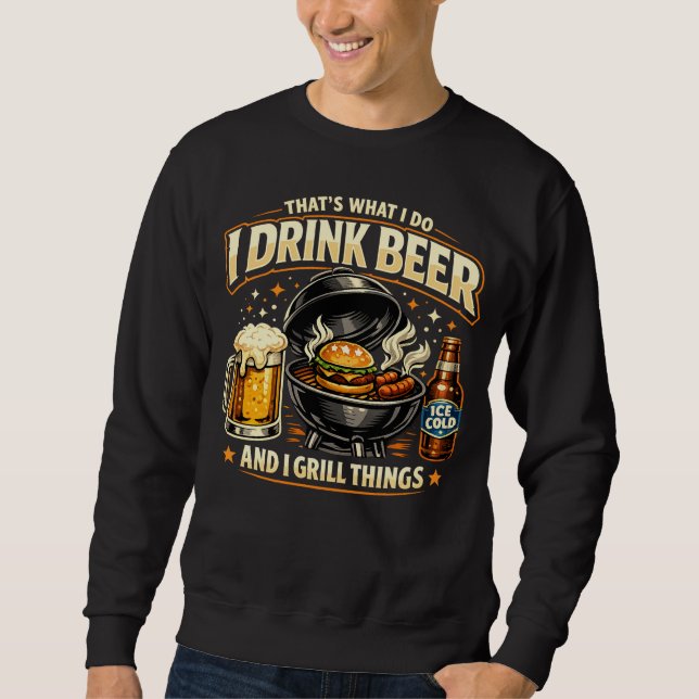 Sudadera de Bebo Cerveza y Asó Cosas (Anverso)