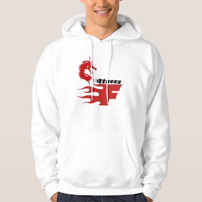 sudadera de fitness con llamas de fuego y dragón (Anverso)
