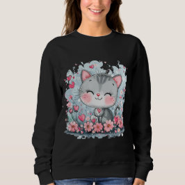 Sudadera De Gato Cuaderno - Gatito Floral Adorable