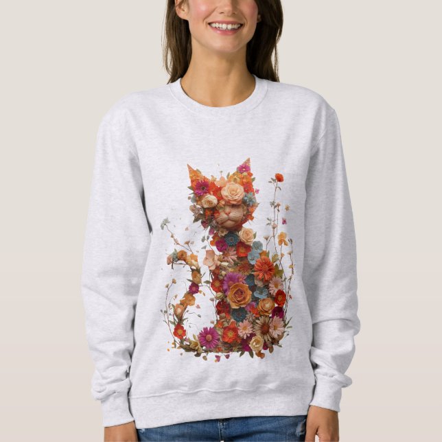 Sudadera de gato floral | Amante de gatos con esté (Anverso)