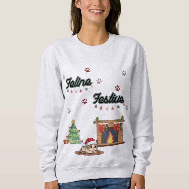 Sudadera de gato navideño - Feline Festive (Anverso)