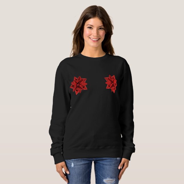 sudadera de la mujer con el arco de un regalo rojo (Anverso completo)