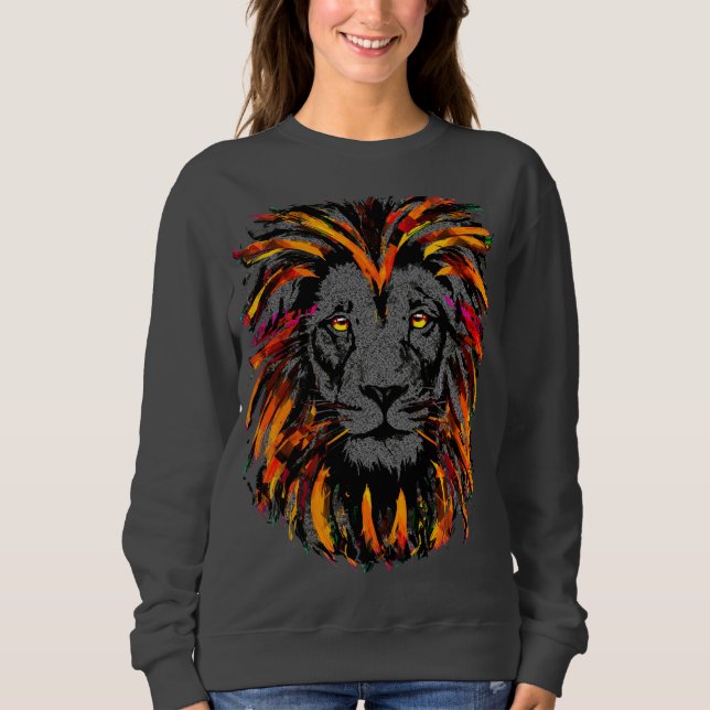 Sudadera de león - Naranja Ilustracion de león osc (Anverso)