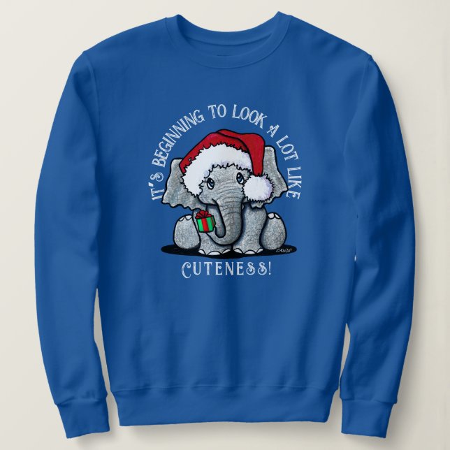 Sudadera de los Navidades de elefantes de KiniArt (Anverso del diseño)