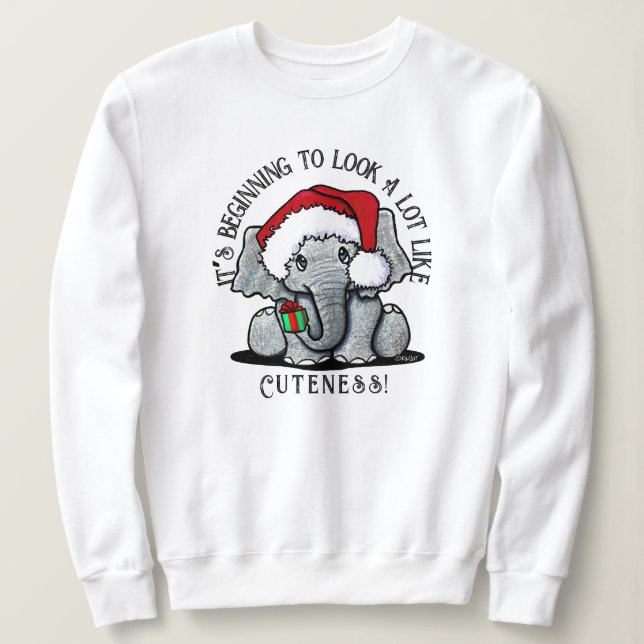 Sudadera de los Navidades de elefantes de KiniArt (Anverso del diseño)