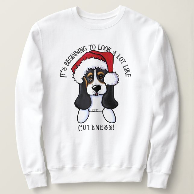 Sudadera de los Navidades del KiniArt Basset Hound (Anverso del diseño)