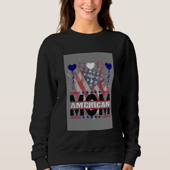 Sudadera de Mamá Americana - Bandera Patriótica de (Anverso)