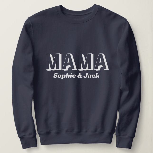 Sudadera de mamá personalizada con nombres de niño (Anverso del diseño)