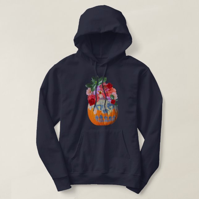 Sudadera de manga larga de calabaza floral (Diseño del anverso)
