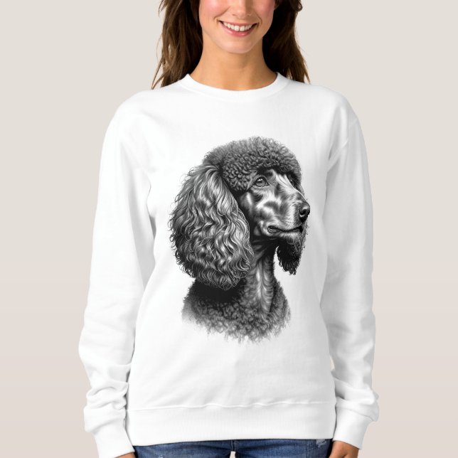 Sudadera de mujer con arte de perro caniche negro (Anverso)
