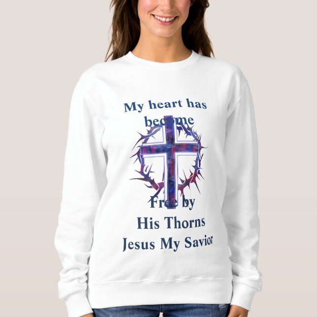 Sudadera de mujer Cruz Morada de Jesús (Anverso)