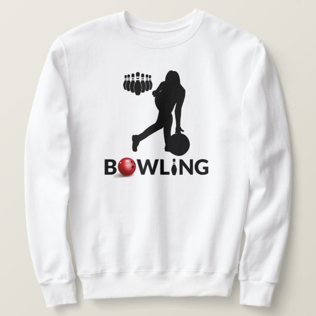Sudadera de mujer jugando bolos (Anverso del diseño)