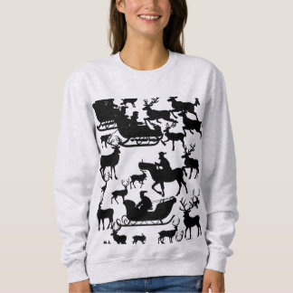 Sudadera de Navidad de Santa y ciervos para señora