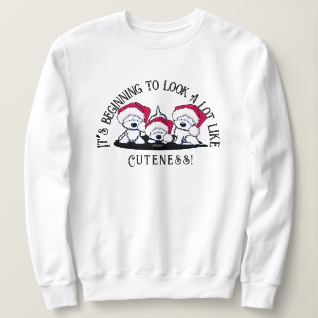 Sudadera de Navidad KiniArt Westie Trio (Anverso del diseño)