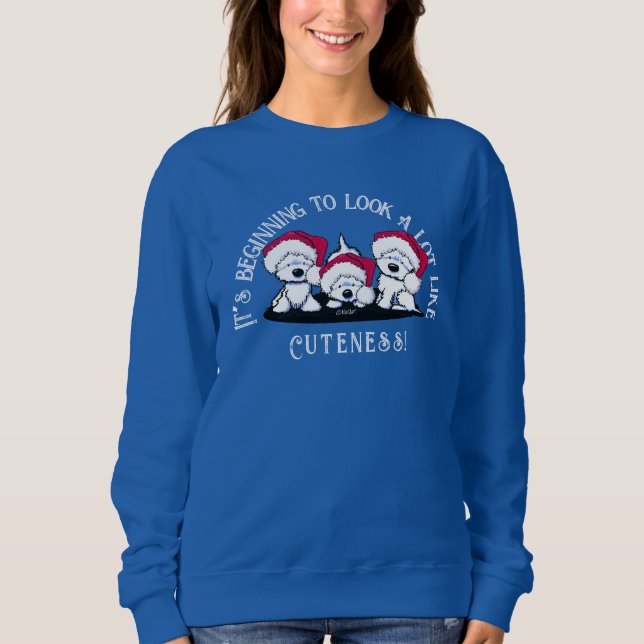 Sudadera de Navidad KiniArt Westie Trio (Anverso)