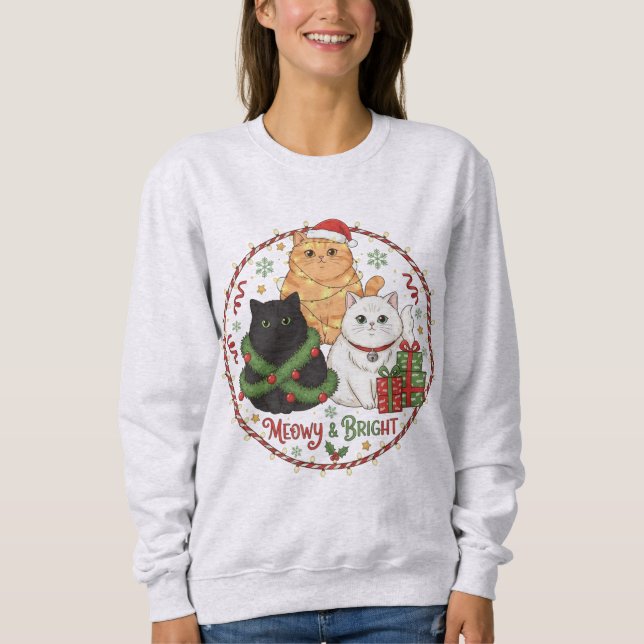 Sudadera de Navidad para Amantes de Gatos (Anverso)