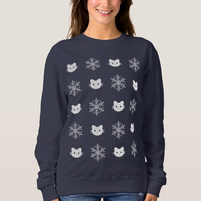 Sudadera de Navidades de copos de nieve para gato  (Anverso)