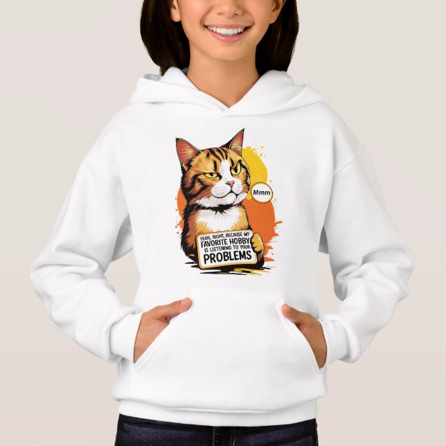 Sudadera de niña Gato con Actitud Sarcástica (Anverso)