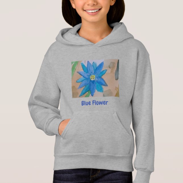 Sudadera de niñas de flor azul (Anverso)