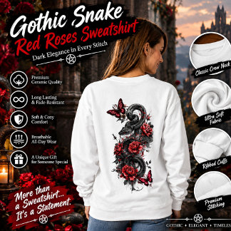 Sudadera de Serpiente Gótica y Rosas Rojas – Fanta