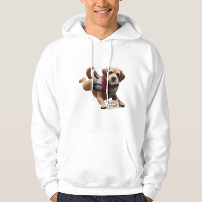 Sudadera "De Verdad, Hace Frío! Perro Divertido con Bufanda (Anverso)