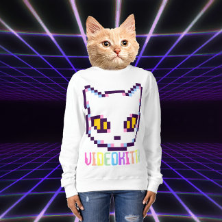 SUDADERA DE VIDEO GATITO PIXEL ART