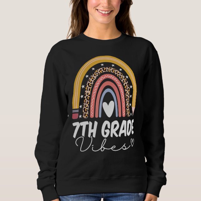 Sudadera De Vuelta A La Escuela Arcoiris 7° Grado Vibes Tea (Anverso)