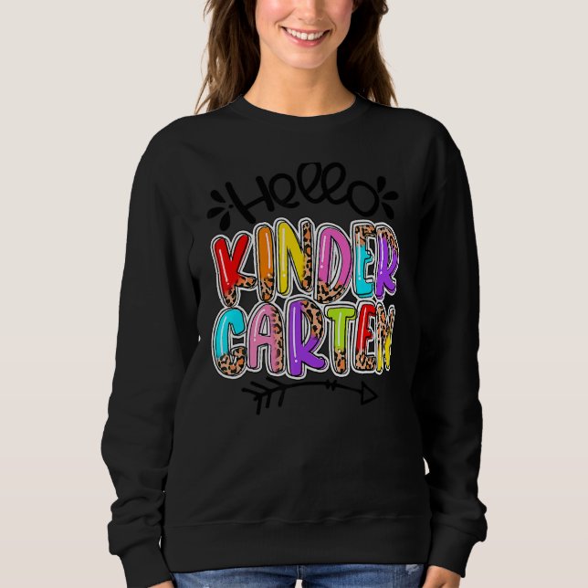 Sudadera De Vuelta A La Escuela Cute Leopard Hello Kinderga (Anverso)