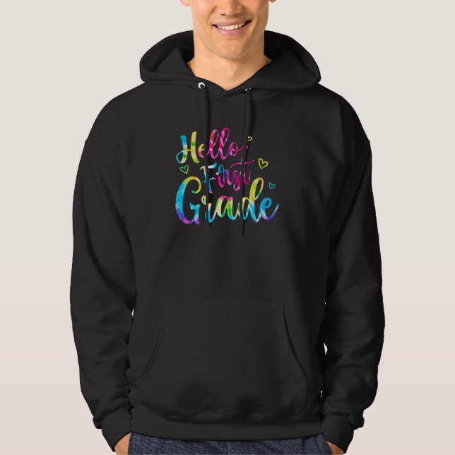 Sudadera De vuelta a la escuela Hola primer grado Tye de pr (Anverso)