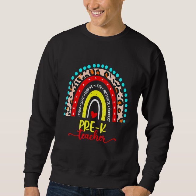 Sudadera De vuelta a la escuela Pre K Maestro Boho Leopardo (Anverso)