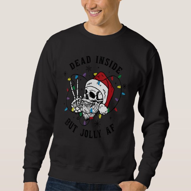 Sudadera Dead Inside But Jolly AF Funny Santa Skull Christm (Anverso)