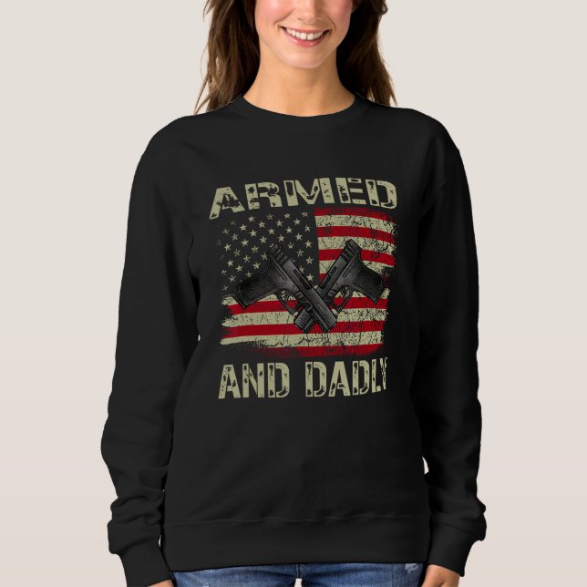 Sudadera Deadly American Flag Armed And Dadly  Mens (Anverso)