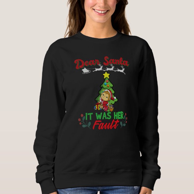 Sudadera Dear Santa It Was Her Fault Siblings Matching Xmas (Anverso)