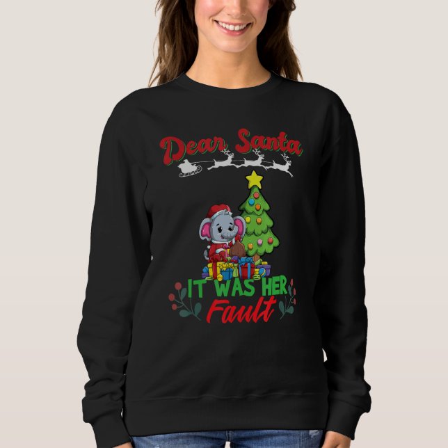 Sudadera Dear Santa It Was Her Fault Siblings Matching Xmas (Anverso)