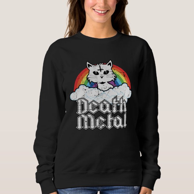 Sudadera Death Metal Cat Soft Goth Grunge Aesthetic Cat Kit (Anverso)