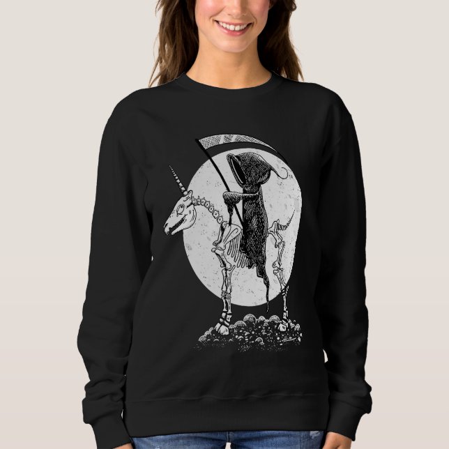 Sudadera Death on a unicorn skeleton at full moon I Fantasy (Anverso)