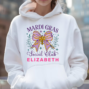 Sudadera Dec Fleur De Lis Mardi Gras Bow Cute White