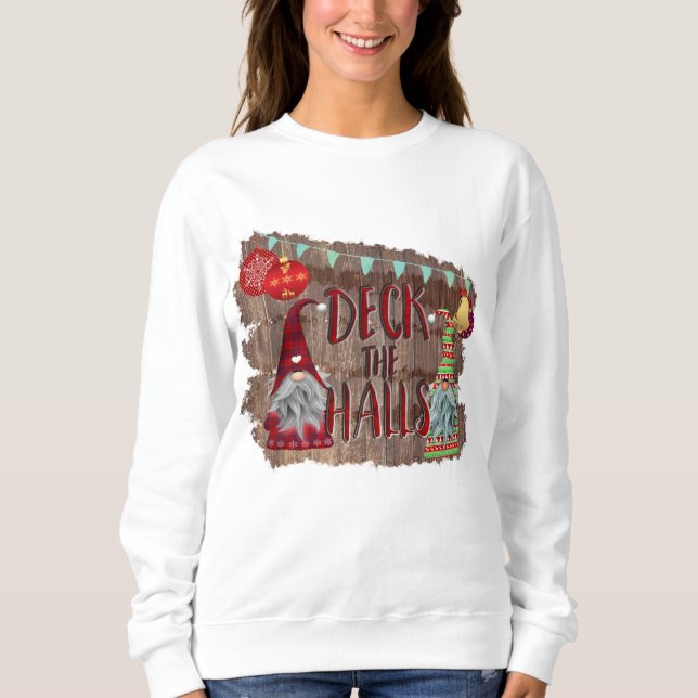Sudadera Deck the Halls Gnomes and Baubles (Anverso)