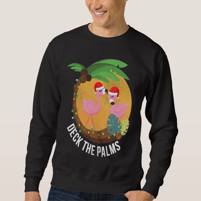 Sudadera Deck the Palms Flamingo Christmas (Anverso)