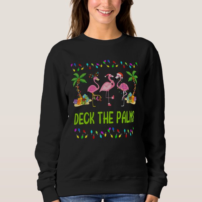 Sudadera Deck the Palms Merry Flamingo Christmas (Anverso)