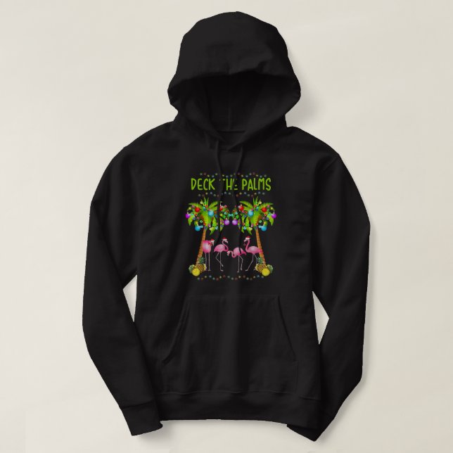 Sudadera Deck the Palms Merry Flamingo Navidad tee | funn (Diseño del anverso)