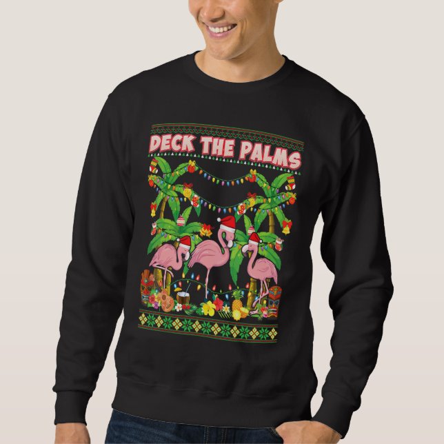 Sudadera Deck The Palms Merry Flamingo Navidades Ugly Sweat (Anverso)