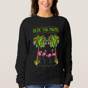 Sudadera Deck The Palms Merry Pink Flamingo Navidades Hawai