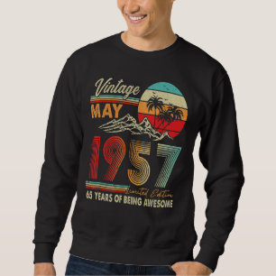 Sudadera Decoración de cumpleaños número 65 años Mayo 1957